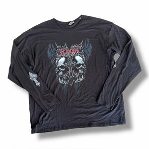 Skulls Cross Platinum Black Graphic Tee Shirt Crew Neck Long Sleeve Mens Sz 3XL